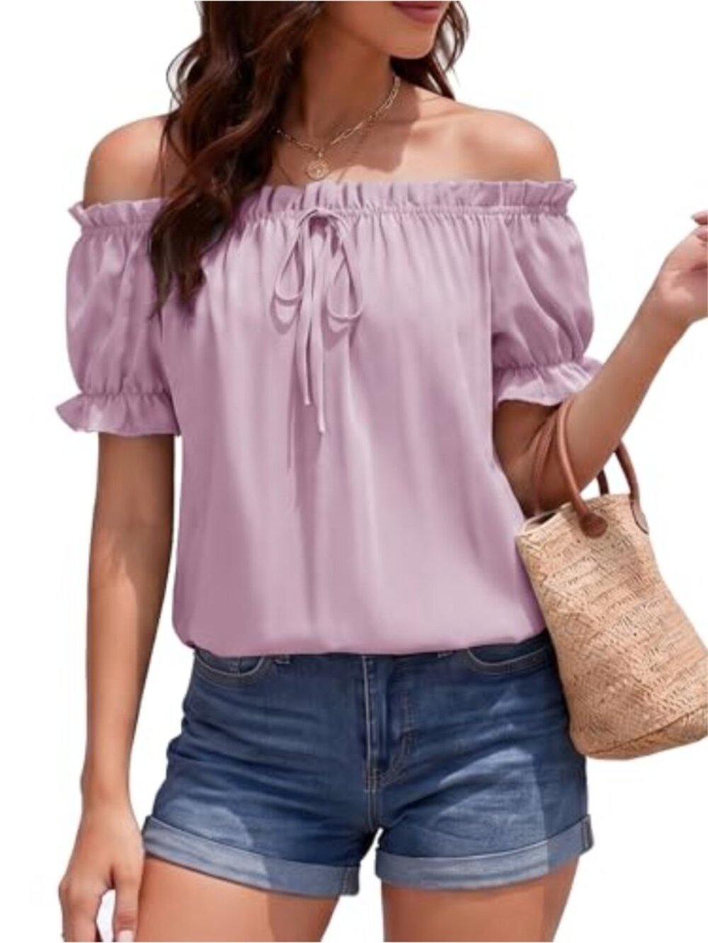 Off Shoulder Puff Sleeve Peasant Top Women Summer Concert Blouse